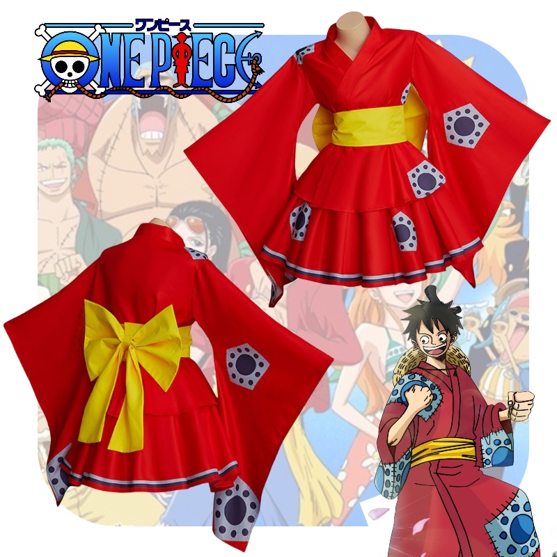  EROOLU Monkey D. Luffy Anime Cosplay Costume Kimono