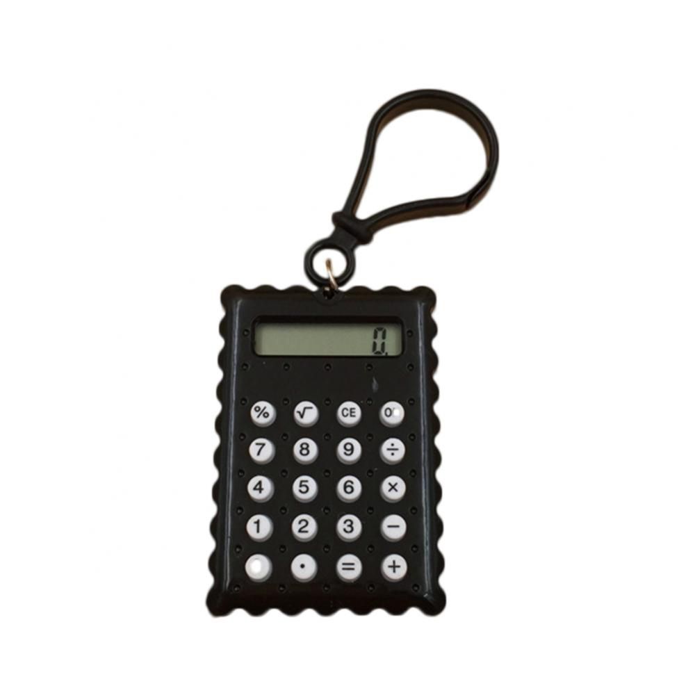 GGR Sáng Tạo Xách tay Nút Pin Biscuit Shaped Keychain Sinh viên Điện tử Máy tính Keyring Biscuit Tính Hình Máy Văn phòng phẩm Máy Tính điện tử - 6