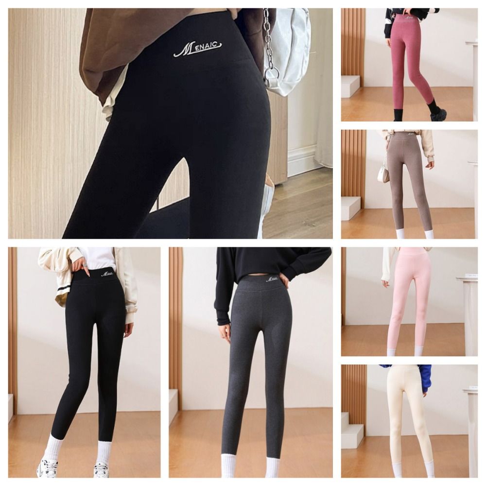 GLEOITE DE Velvet Women Leggings Solid Color Tight Stretch Pants High