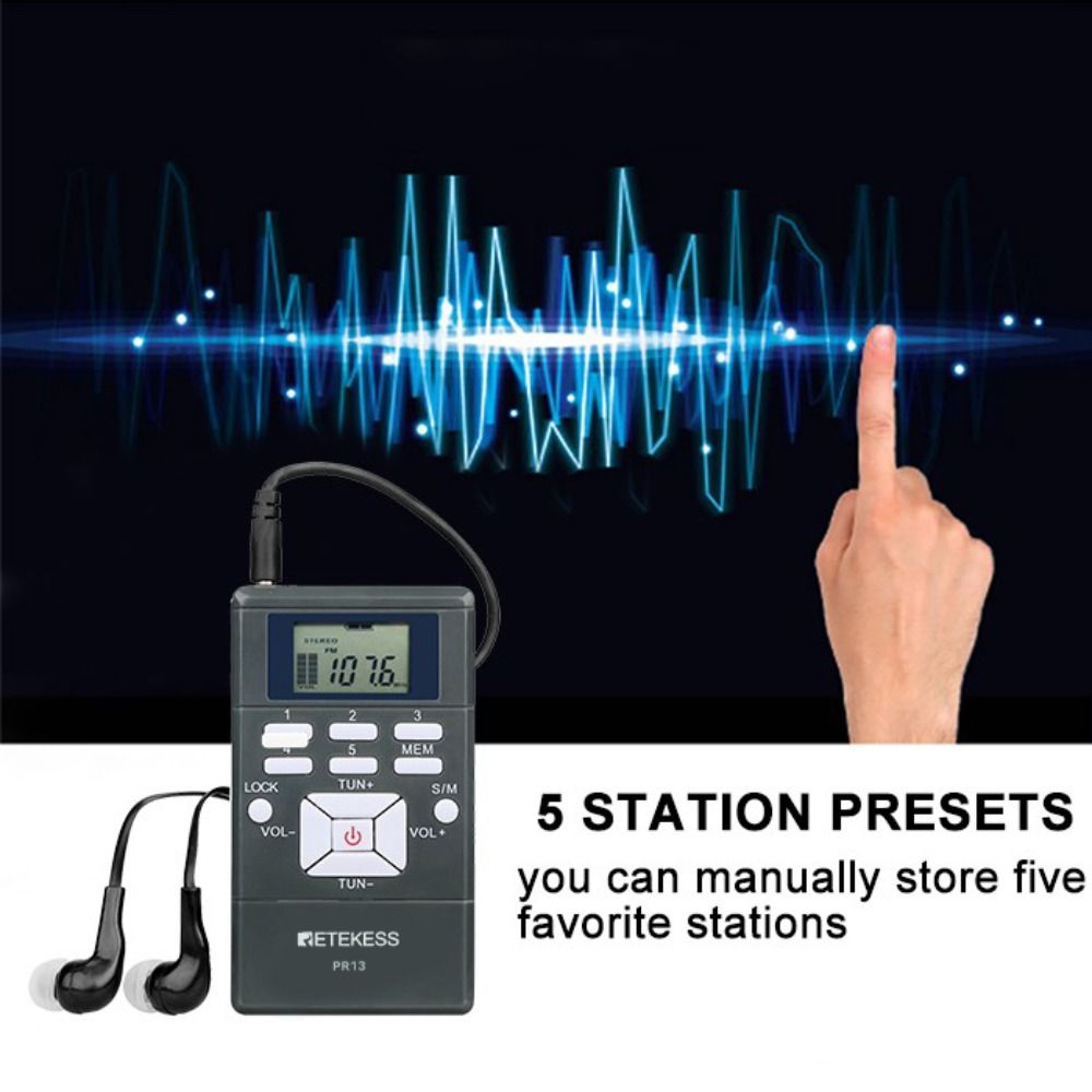 EMERRY Màn hình LCD Đài FM kỹ thuật số Âm thanh AF FM (Điều chế tần số) Loa mini Đài FM Stereo chất lượng âm thanh cao Máy nghe nhạc Dành cho người lớn tuổi