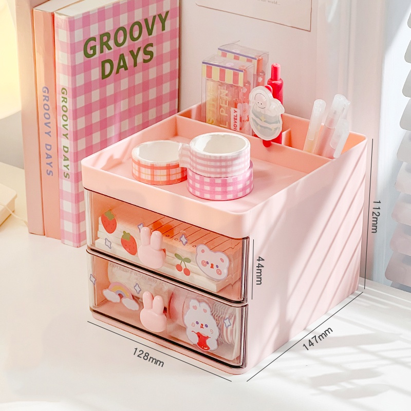 Organizer stationery/Kotak Pensil Meja Laci Mini Kotak Alat Tulis Desktop Organizer Storage Kotak Laci Penyimpanan Tempat Alat Tulis Penyimpanan Alat Tulis