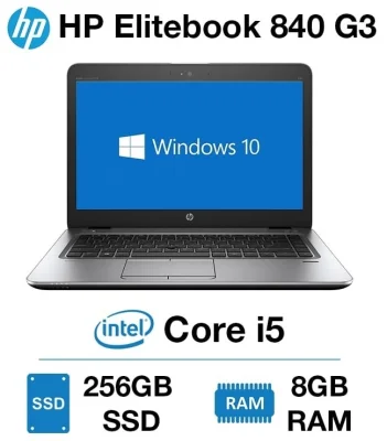 HP ELITEBOOK 840 G3, CORE I5 -6300U | Intel Core i5-6th Gen | 14.0-Inch | 8GB RAM | 256GB SSD | Windows 10 Pro | MS office[Refurbished]