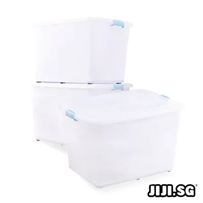 TRANSPARENT Storage Container - (Free Delivery) Stacking Storage Box - PP Plastic - Large Capacity - With Cover -(JIJISG)