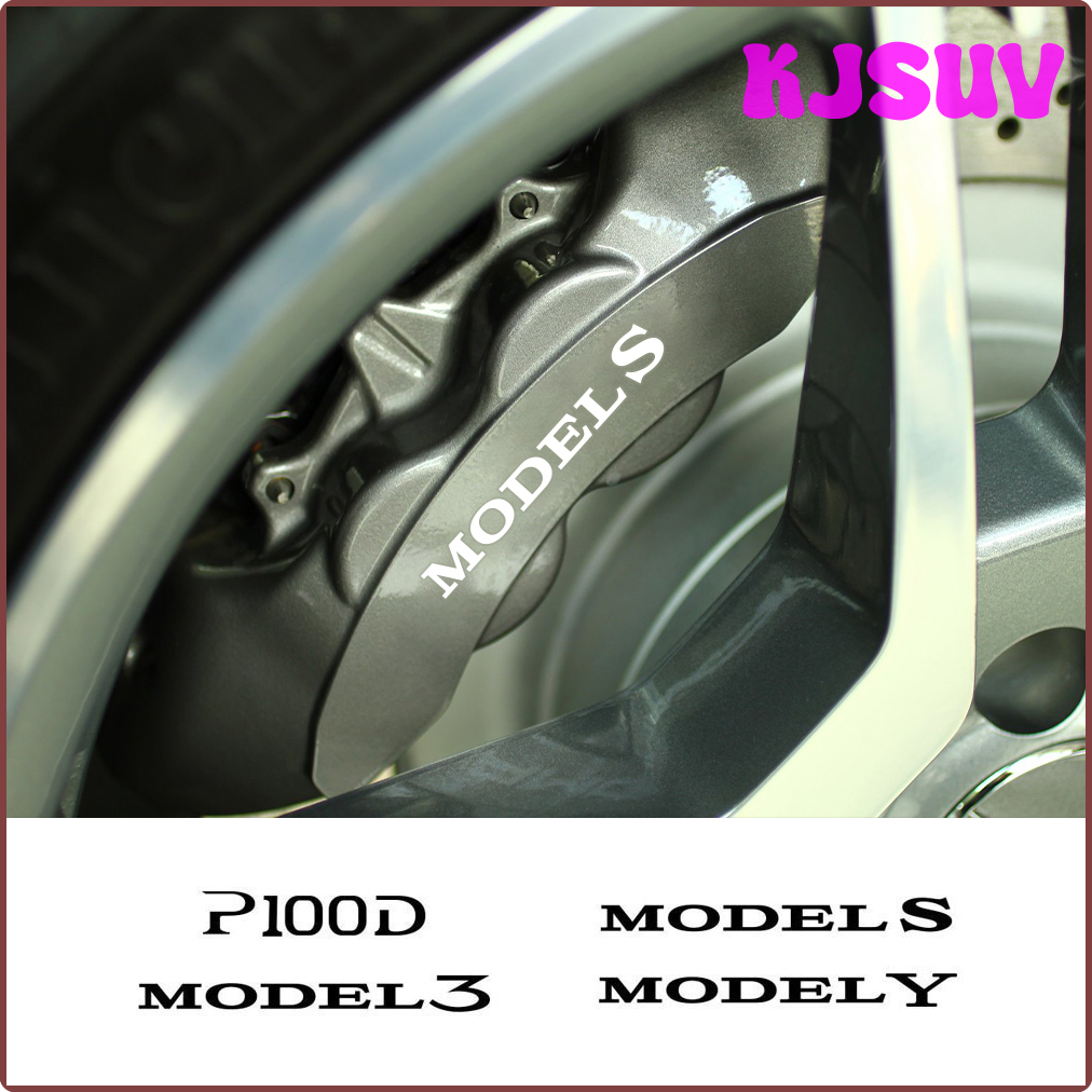 KJSUV 6PCS Car Brake Caliper Sticker Heat Resistant Decal Decoration PVC Sticker Decal Auto Accessories For Tesla Model 3 X S Y P100D JHYCE