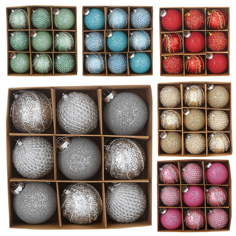 Product photo of Great-King 8 cm Textured Christmas Balls, Box of 9 (champagne gold) from its Lazada listing