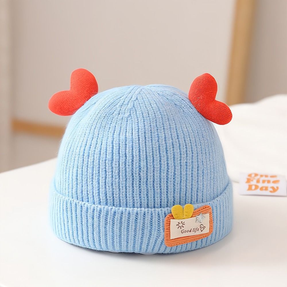 KELANSI Cartoon Baby Knitted Hat Solid Color Cotton Kids Crochet Hats Cute