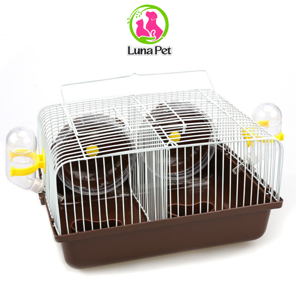 Lồng nuôi hamster Luna pet LH10- Lồng chuồng ngăn đôi nuôi hamster đầy đủ phụ kiện