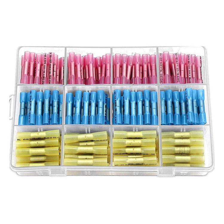 Heat Shrink Wire Connectors Marine Grade Automotive Electrical Terminals Kit 200pcs Crimp Connector Assortment Rings Fork Spade Splices for Boat Stereo Truck polite