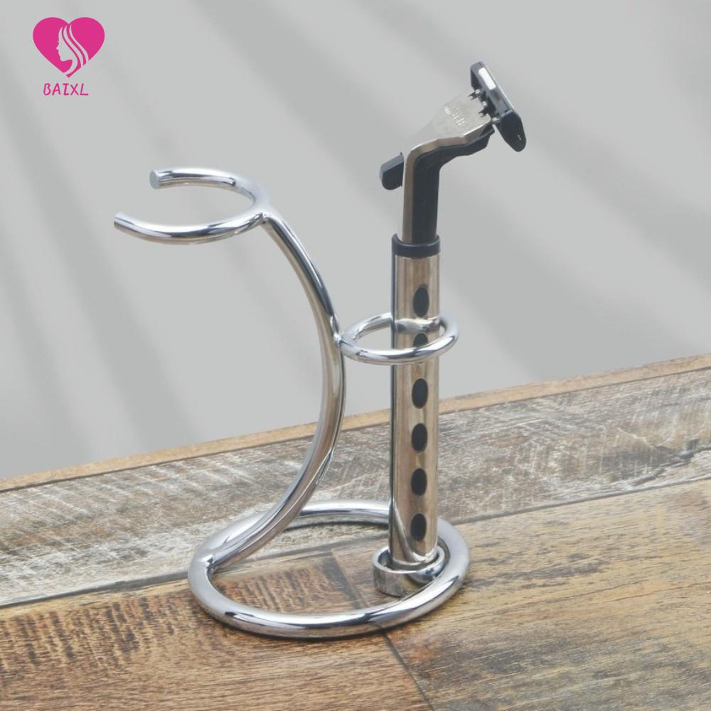 BAIXL Đa chức năng Giá đỡ dao cạo bằng kim loại Đế dao cạo Ria mép Giá đỡ cọ cạo râu nghệ thuật Dụng cụ chăm sóc ria mép Phụ kiện chăm sóc Giá đỡ bàn chải râu cho nam Ngày của Cha