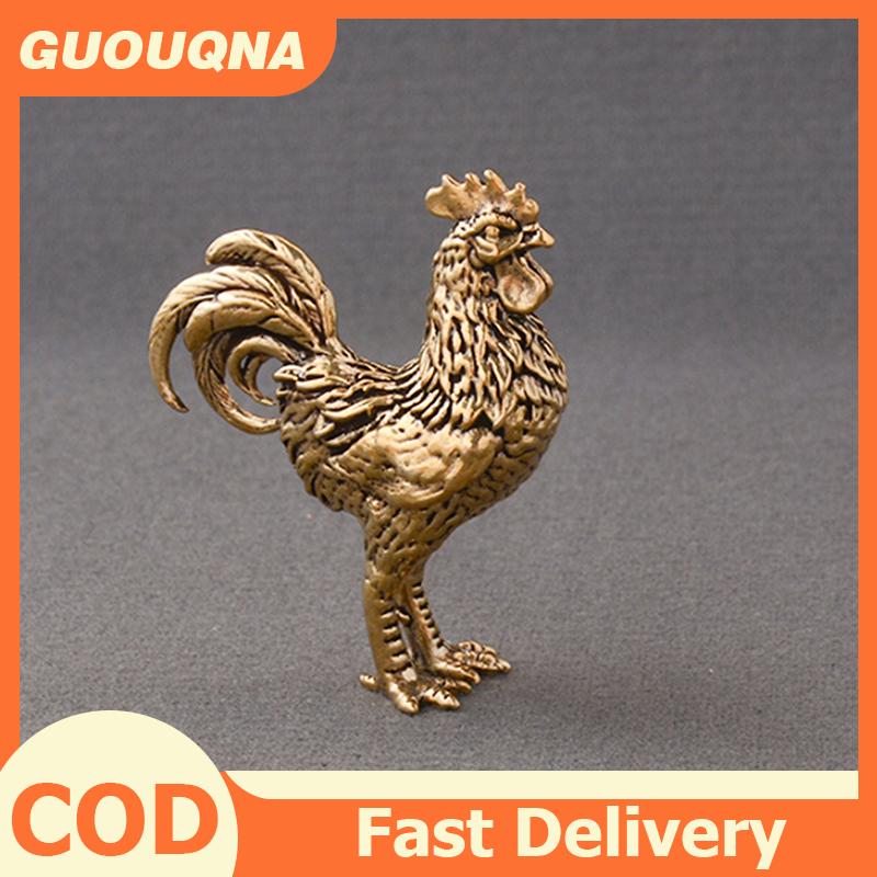 GUOUQNA 1 2PCS Miniatures Copper Rooster And Hen Ornaments Solid Brass Rooster Small Statue Office Desktop Ornaments Tea Pet Crafts ราคา 32 บาท*ส่งฟรี