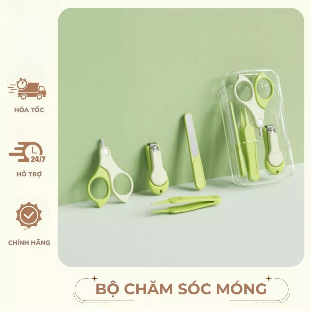 Bộ Bấm Móng Tay Cho Bé Sơ Sinh, Dụng Cụ Cắt Móng Tay 4 Chi Tiết Thép Không Gỉ Cao Cấp