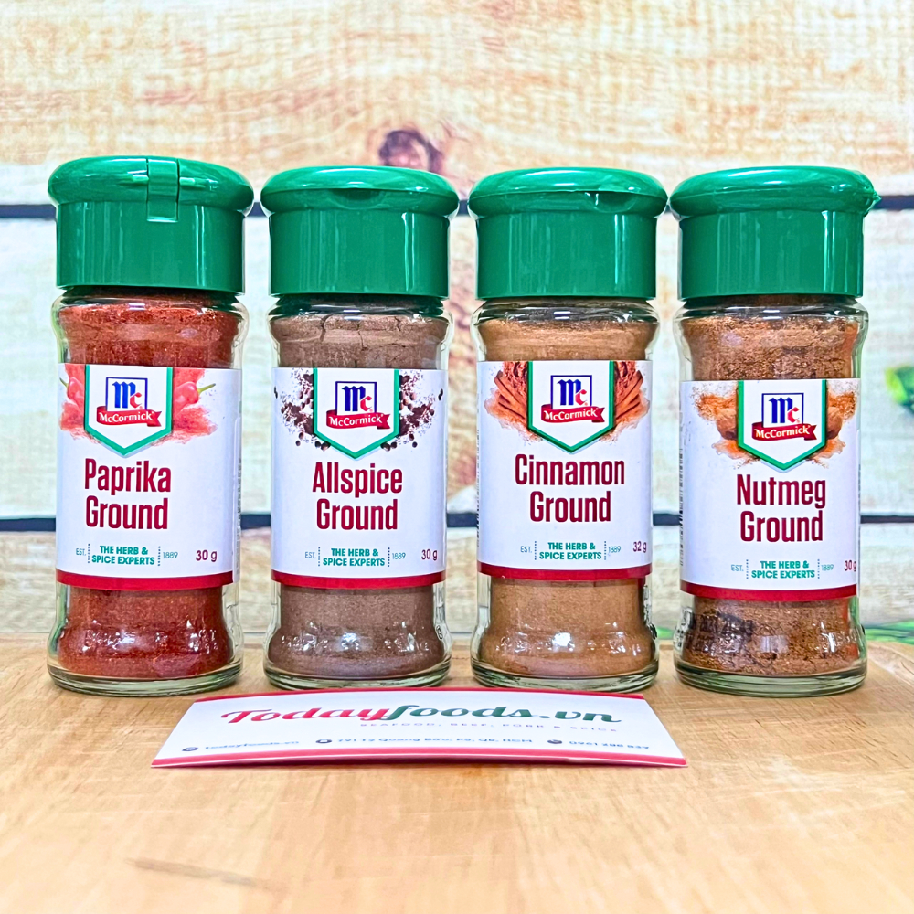 Gia vị McCormick Ground: Bột ớt Paprika, Bột Nhục Đậu Khấu Nutmeg, Bột Quế Cinnamon, Bột Tiêu Jamaica Allspice
