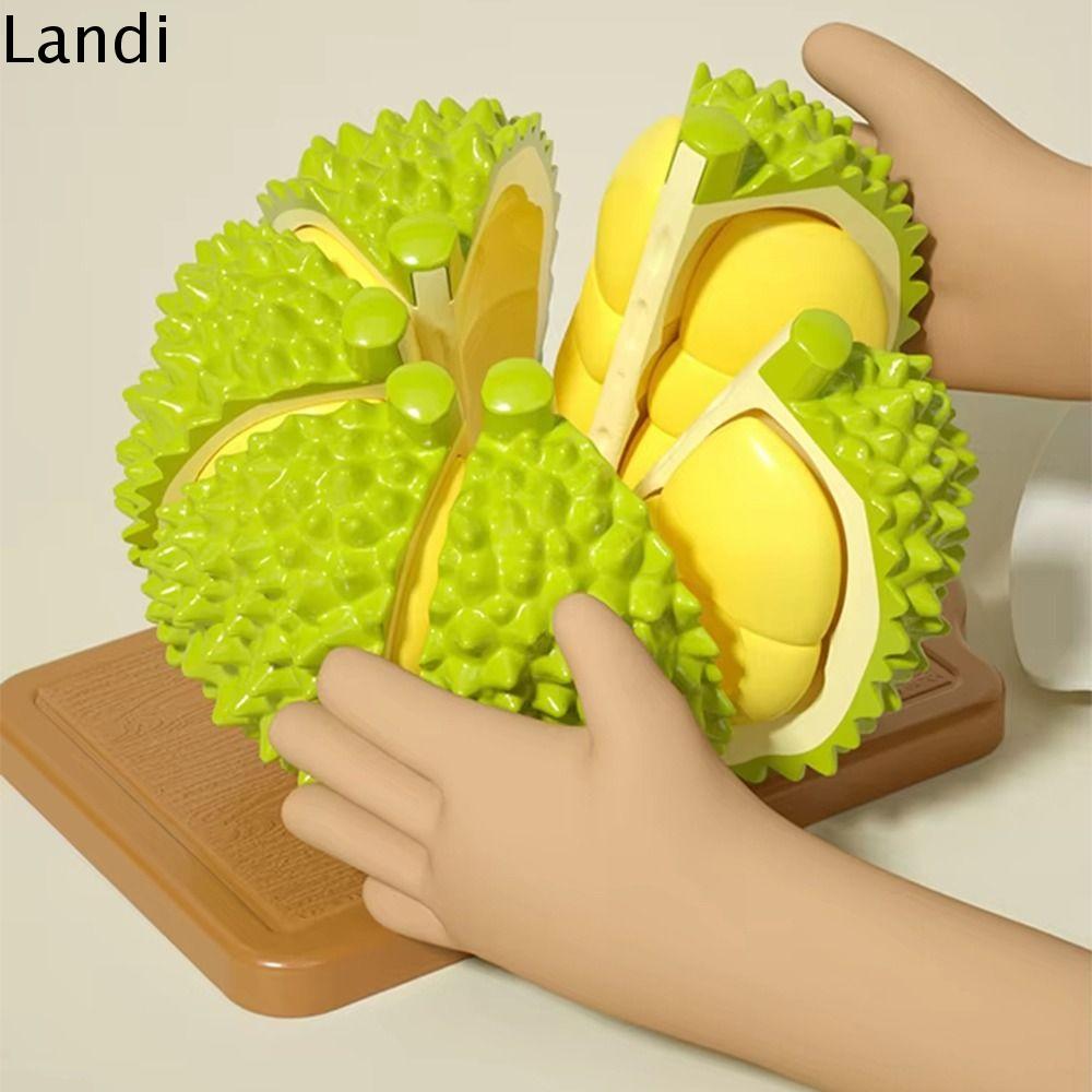 LANDI Có thể cắt Đồ chơi cắt trái cây Tương tác Bền Đồ chơi cắt sầu riêng mô phỏng Quà Tặng trẻ em Cắt trái cây Bộ đồ chơi nhà bếp giả vờ Đồ chơi giáo dục sớm