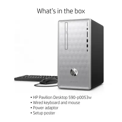 Same day delivery New Model 9th gen HP 590-p0053w Pavilion i5-9400 6-Core 2.9 GHz (4.1 GHz Turbo) 8GB RAM 128GB SSD Win 10 +1TB HDD with New Hp keyboard /HP mouse 1 year warranty Free with Dell 22 inch Full HD monitor,upgraded ,Renewed,not used