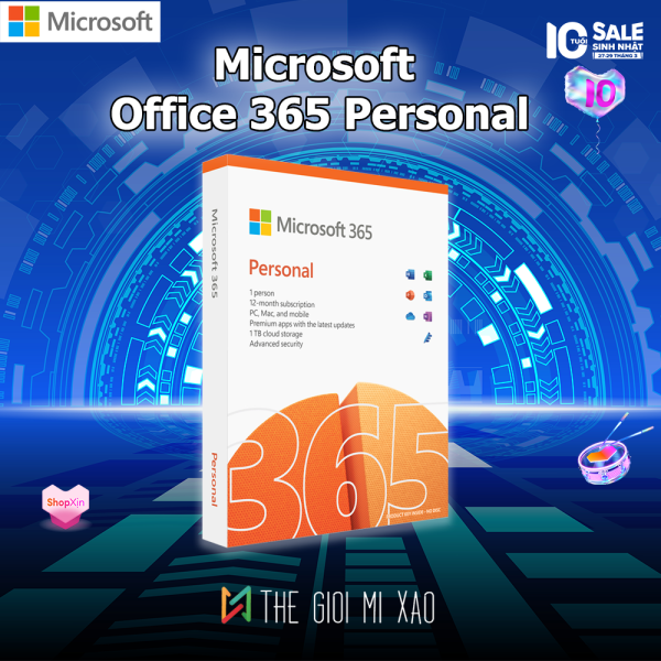 Bảng giá Phần mềm Microsoft Office 365 Personal | 12 tháng | Dành cho 1 người| 5 thiết bị/người | Trọn bộ ứng dụng | 1TB lưu trữ OneDrive Phong Vũ
