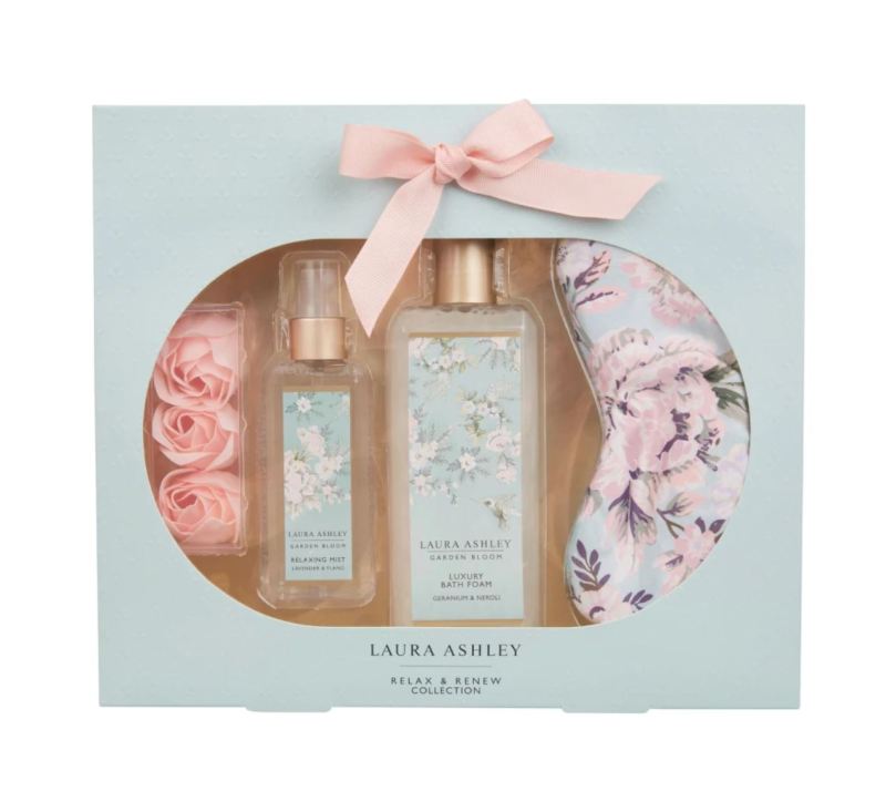 Buy LAURA ASHLEY Garden Bloom Relax And Renew Collection Gift Set Bath Foam Relaxing Mist Eye Mask Soap Flowers Christmas Present Housewarming Gift Singapore