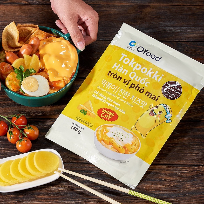 Gói 140g + KHÔNG CAY + BÁNH GẠO VỊ PHÔ MAI Hàn Quốc O’Food [VN] MIWON Tokpokki Cheese