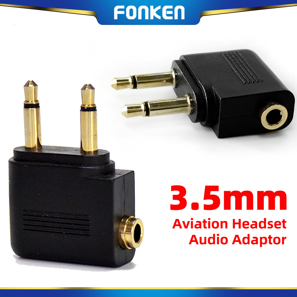 2-Pack Airline Airplane Flight Adapters For Headphones,Gold Plated Dual