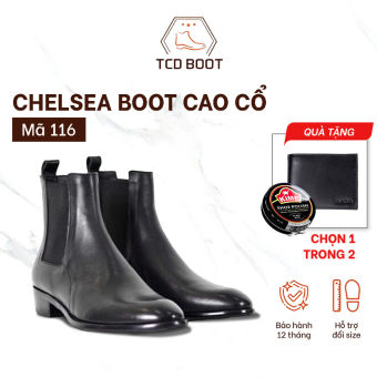 Chelsea Boot Nam Kiểu Dáng Cao Cổ Thời Trang, Giày Da Nam Trơn Bóng Đế Cao 4cm - Xưởng Giày Chelsea Boot