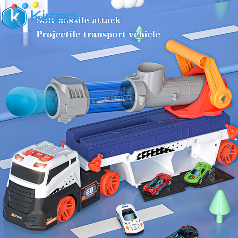 Missile Projectile Vehicle Toys With Sound Lights Catapult Shell Transport Truck With 4 Cars And 6 Balls Birthday Gifts For Kids ราคา 656 บาท*ส่งฟรี