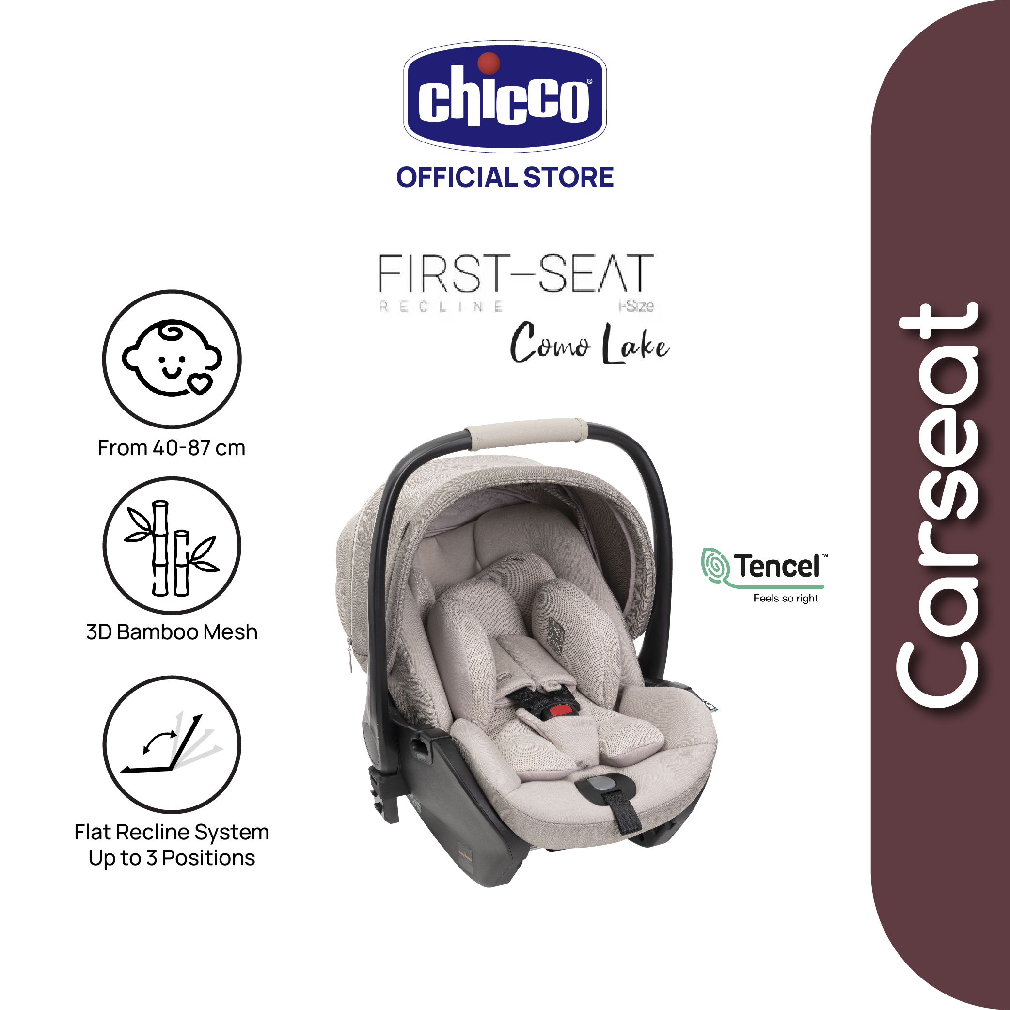 [New] Chicco First-Seat Recline i-Size R129/03 Standard Baby Car Seat - Como Lake
