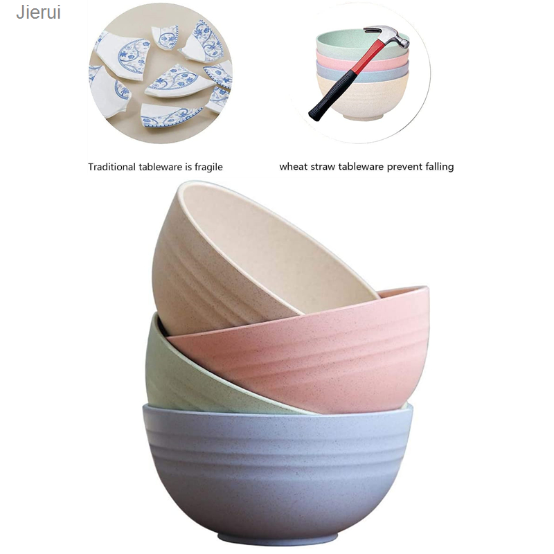 4 cái bát rơm lúa mì 15cm Bộ bát nhẹ bát đựng cơm salad trái cây tô mì không thể phá vỡ máy rửa chén an toàn bộ đồ ăn jierui