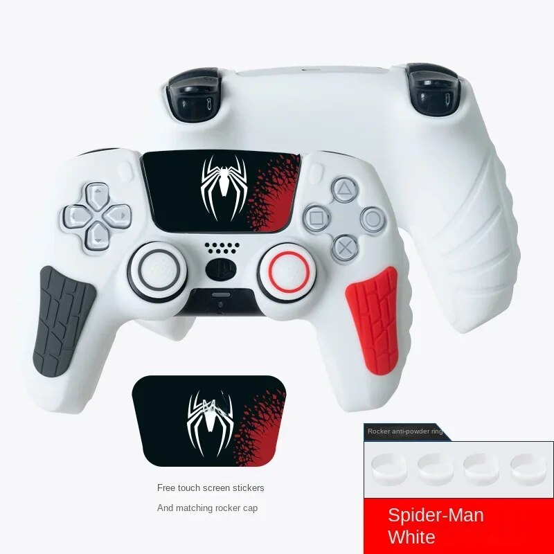 【Sleek】 Limited Spiderman For Ps5 Silicone Controllers Skin Protective Cover With Joystick Thumb Cap Anti-Slip Case For Ps5 Handle