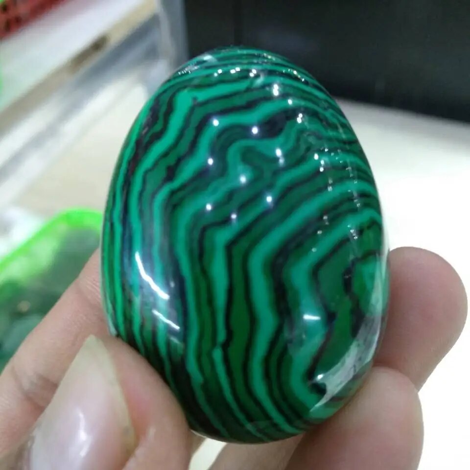 【Limited Time Only】 48mm Natural Dark Green Malachite Crystal Gem Sphere Egg Congo