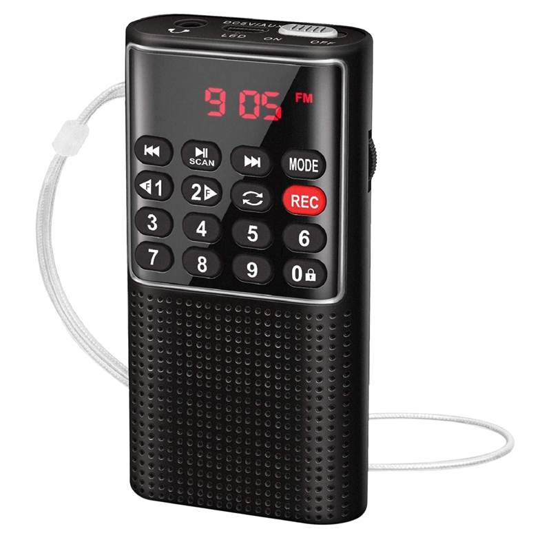 Pocket FM Walkman Radio Portable Battery Radio with Recorder, Lock Key, SD , Rechargeable Sound Recorder
