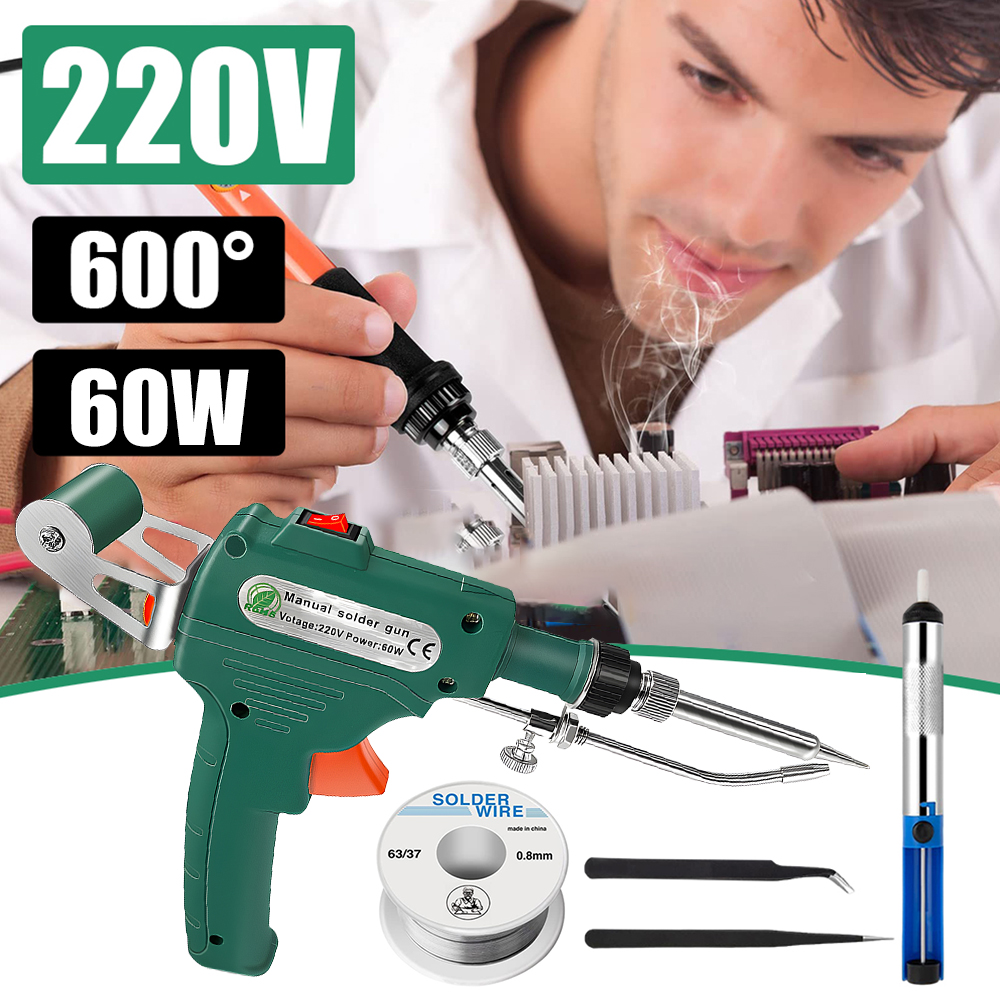 60w หัวแร้ง 220V อัตโนมัติแบบพกพาไฟฟ้าบัดกรีดีบุกเชื่อมเครื่องมือโดยอัตโนมัติส่งดีบุกช่างเชื่อมมือถือไฟฟ้าบัดกรีเหล็ก หังแร้งบัดกรี บัดกรี หัวแร้งบัดกรีไฟฟ้า ราคา 197 บาท*ส่งฟรี