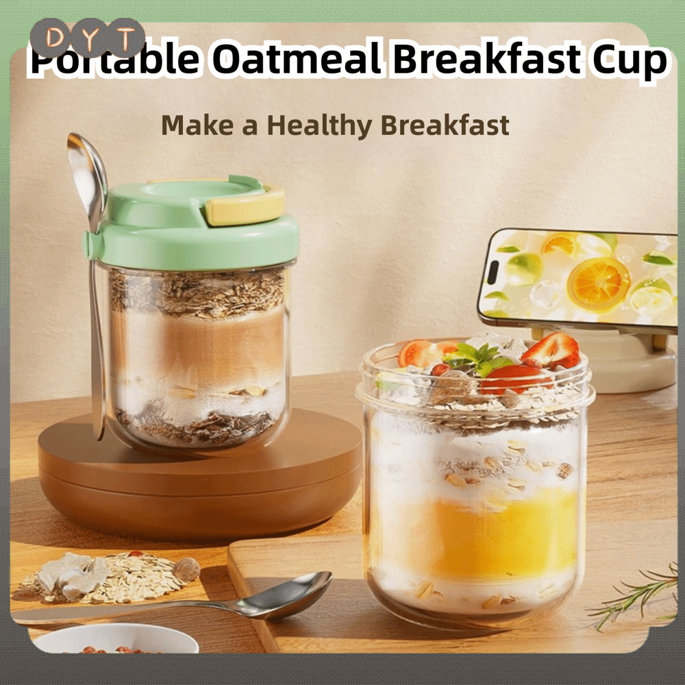 DYT 430ML Ly ăn sáng Chống rò rỉ Di động Cốc salad Chất lượng cao có nắp và thìa Bát sữa chua Bữa sáng