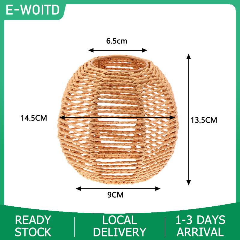 Y LifeStyle 1 Piece Vintage Hanging Lampshade Handmade Woven Lamp Shade For Living Room Bedroom Hotel Simulated Rattan Light Fixture