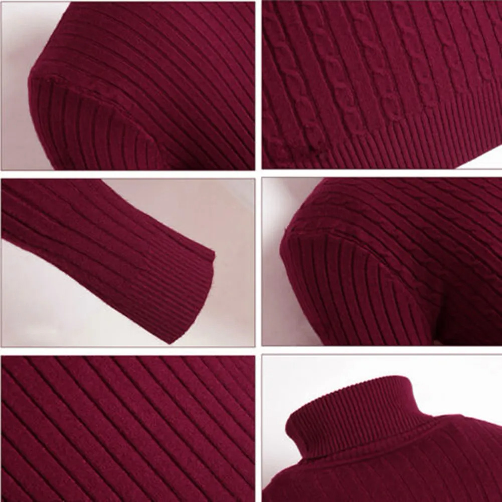 Casual Men Winter Solid Color Turtle Neck Long Sleeve Twist Knitted Slim Sweater Men's Knitted Sweaters Pullover Men999_voghion.com