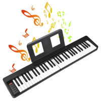61 Keys Foldable Digital Electronic Piano Keyboard with LCD Display Built-in Rechargeable Battery BT Connectivity Piano with Music Stand/Sustain Pedal for Beginners