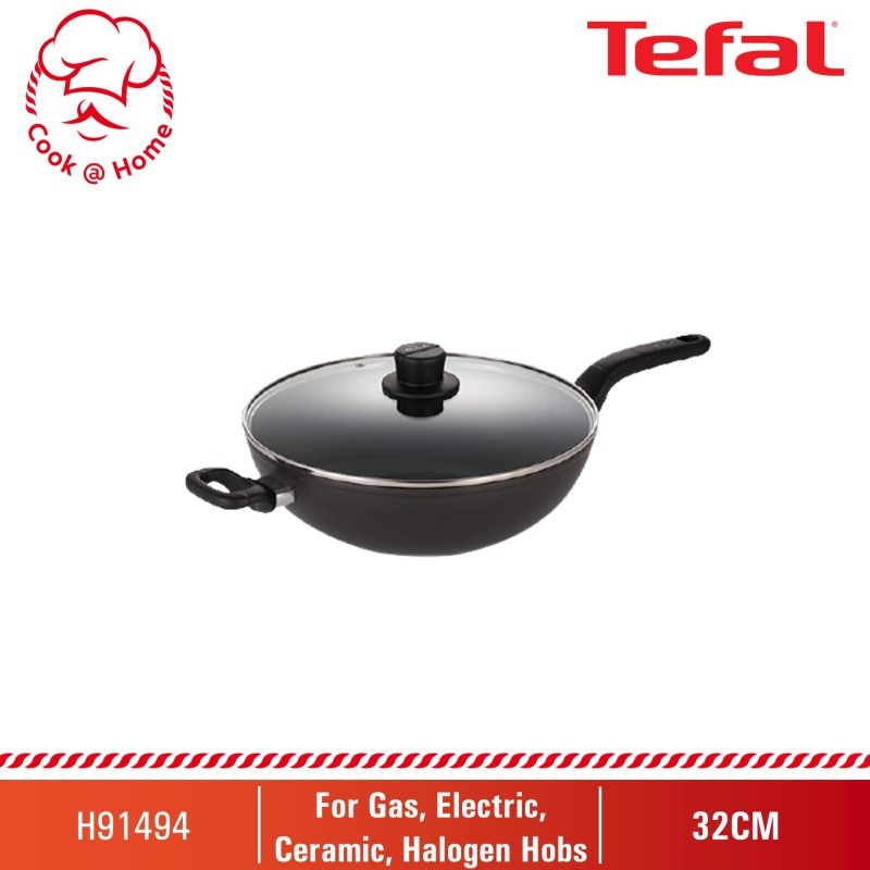 Tefal Intense Cook Hard Anodized Induction 32cm Wok Pan w/lid H91494 Singapore