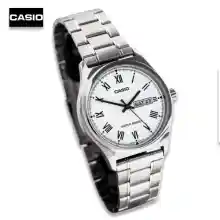 ภาพขนาดย่อสินค้าCasio Standard นาฬิกาข้อมือผู้ชาย สีเงิน/หน้าขาว สายสแตนเลส รุ่น MTP-V006D-7BUDF