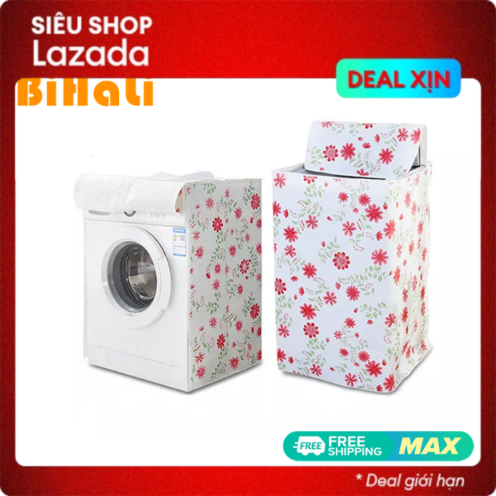 Áo trùm bọc máy giặt cửa trước, cửa ngang BiHaLi họa tiết vải dày nhiều lớp,chắn bụi bẩn bảo vệ máy giặt.