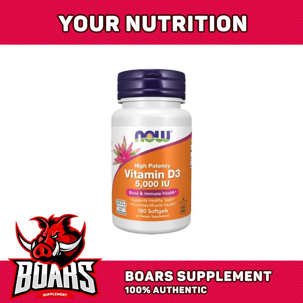 Now High Potency Vitamin D3 5,000 Iu (180 Tablets) - Bone and Joint Support
