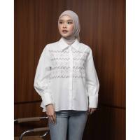 Mayoutfit.id Nezera Shirt | Kemeja Basic Wanita Katun Poplin Aksen Bordir Embroidery