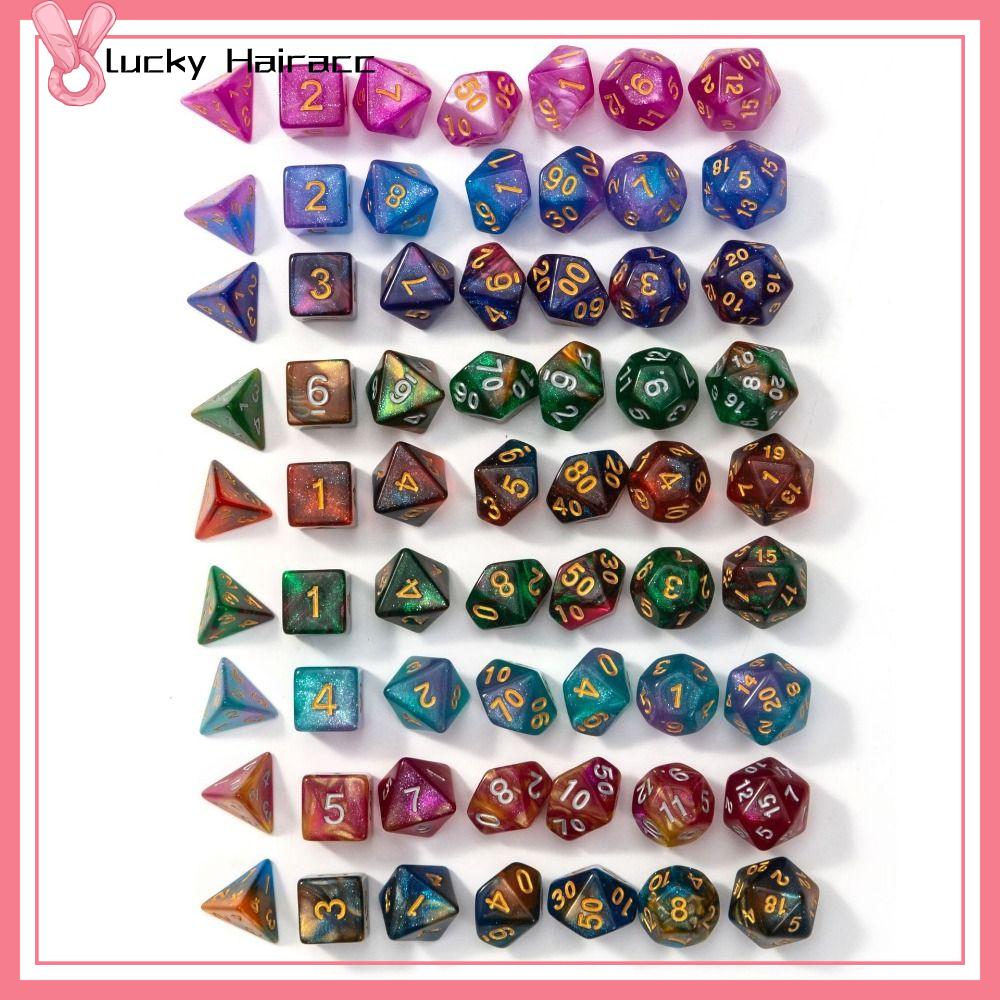 LUCKY HAIRACC 7Pcs/set D12 D20 D4 D6 D8 D10 Dành cho trpg DND Xúc xắc đa diện Trò chơi trên bàn Xúc xắc trò chơi Xúc xắc DND