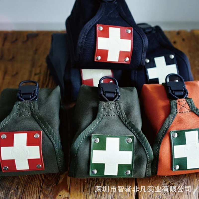 [About golf] Japanese and Korean Outdoor Canvas Golf Distance Meter Storage Bag Golf Measuring Instrument Leather Belt Bag