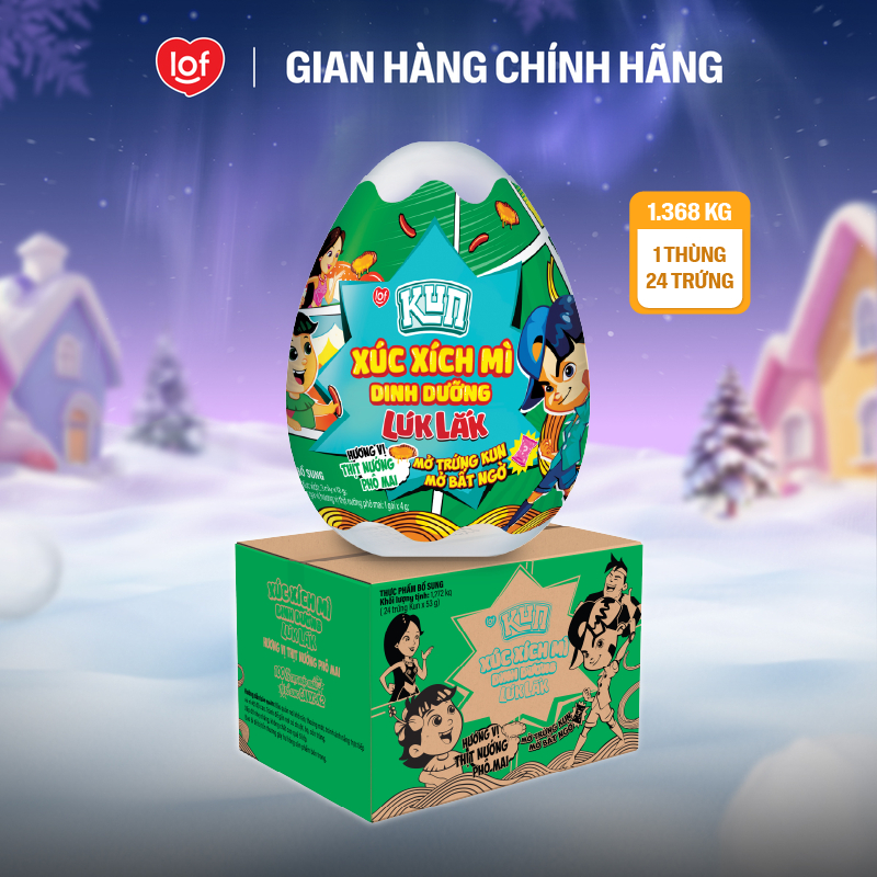 Xúc xích mì dinh dưỡng Kun Lúk Lắk vị thịt nướng phô mai