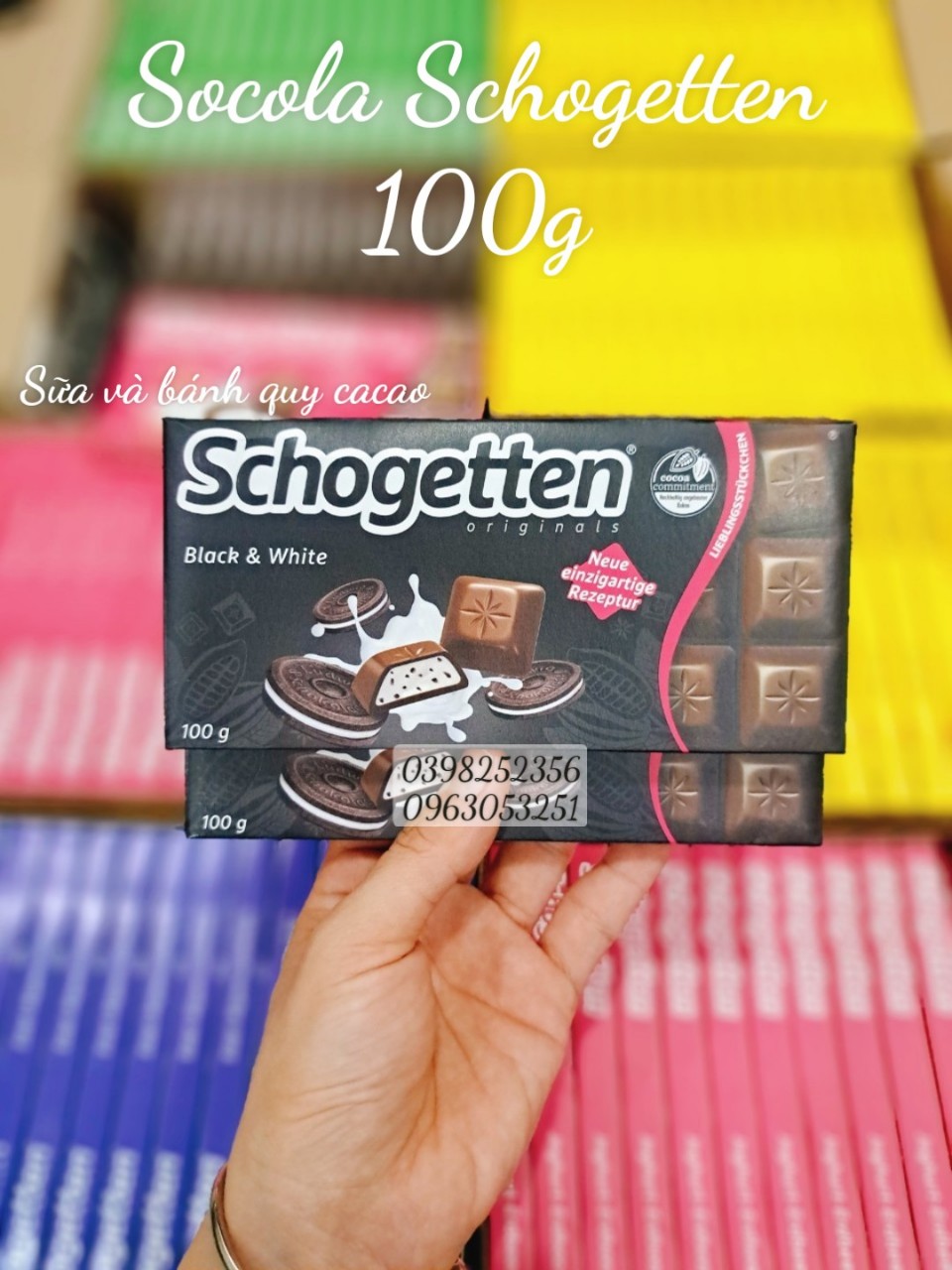 Socola Schogetten Black & White 100g (Scl sữa kem vani và bánh quy cacao) leetrinh