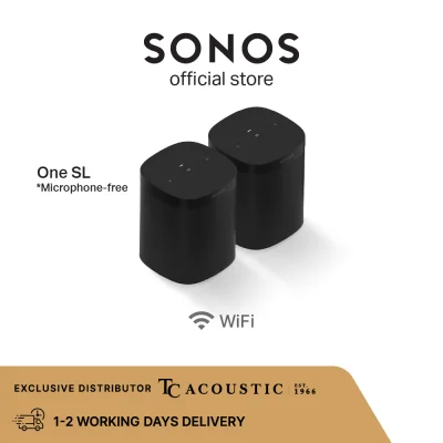 Sonos One SL (Two room set) - Microphone-Free Smart Speaker