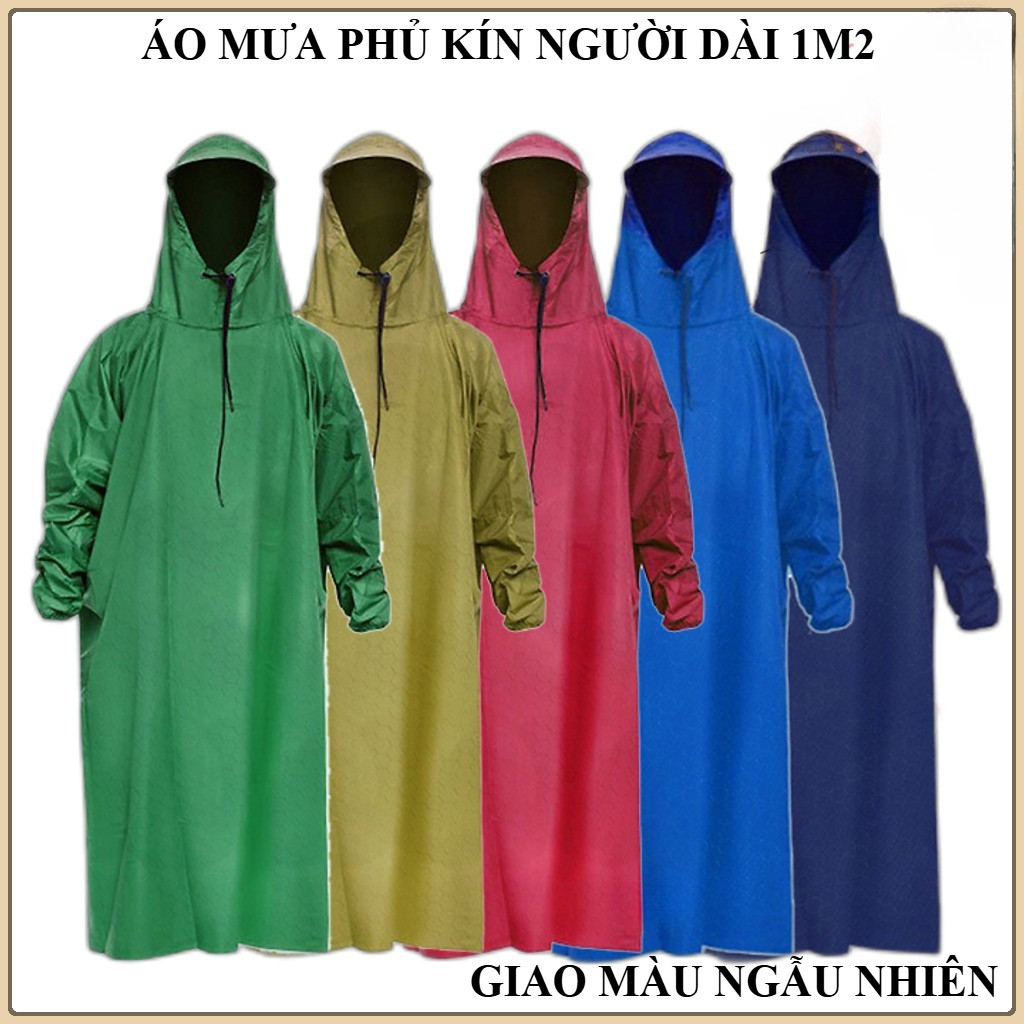Áo mưa bít dù (ko xẻ tà 2 bên) 1m2 vải dù cao cấp không thấm nước, siêu bền đẹp dành cho 1 người
