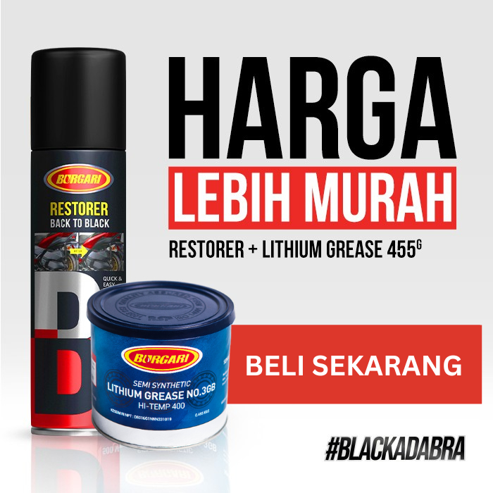 Bundling pack of 2: glossy black | burgari restorer blackening & body shine motor Harga 98,000 rupiah*Gratis Ongkir