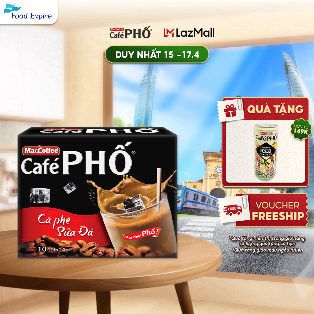 Cà phê Phố Sữa Đá - Maccoffee (hộp 10 gói x 24g)