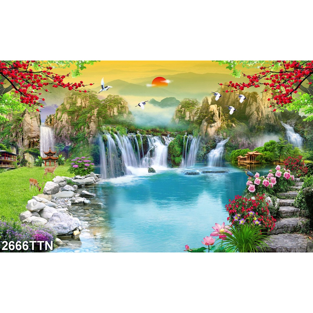 Tranh trang trí dán tường phòng khách tranh treo tường 3d - housedecor 2666ttn