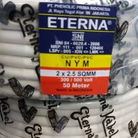 Kabel Eterna NYM 2x25 panjang 50meter 2x2.5 putih tunggal kawat