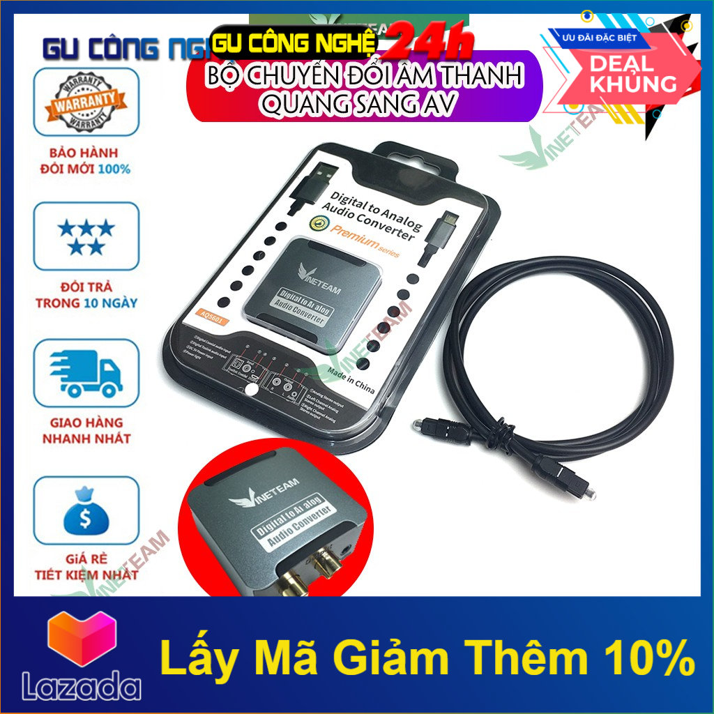 Bộ Chuyển Đổi Âm Thanh Quang Sang Av Choseal/Vinetteam/Yiquan Kèm Dây Quang